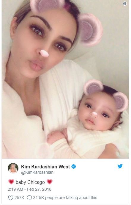 Kim kardashian west kimkardashian baby chicago 219 am feb 27, 257k q31.5k people