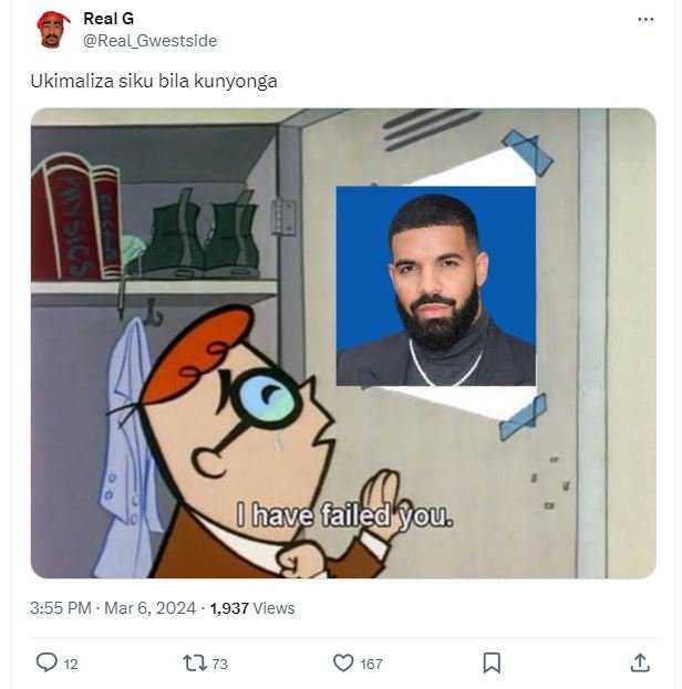 Real g real_gwestside ukimaliza siku bila kunyonga have failed you 3.55 pm mar 6