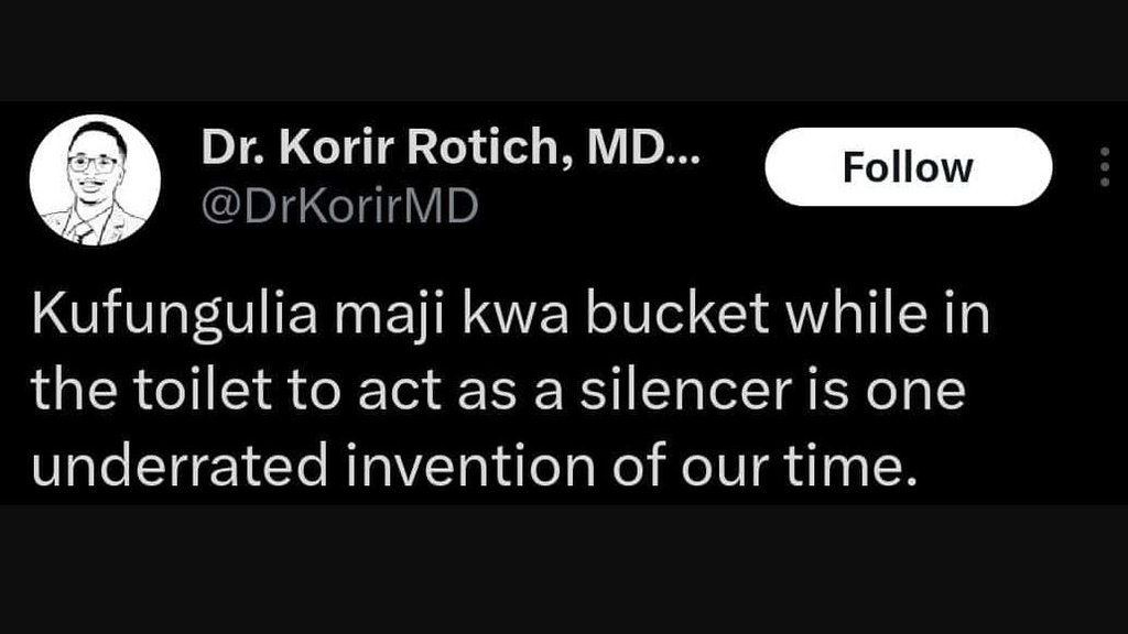 Dr. korir rotich, md 000 drkorirmd follow kufungulia maji kwa bucket while in th