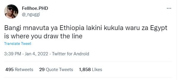 Fellhoe PHD _nguggi Bangi mnavuta ya Ethiopia lakini kukula waru za Egypt is whe