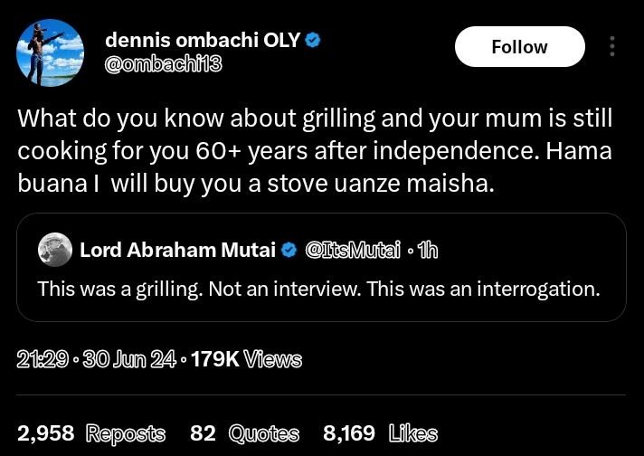 Dennis ombachi oly ombachi13 follow what do you know about grilling and your mum