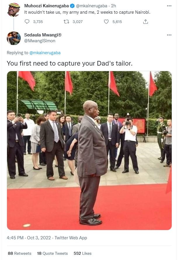 Muhoozi kainerugaba mkainerugaba 2h it wouldn't take us, my army and me, 2 weeks