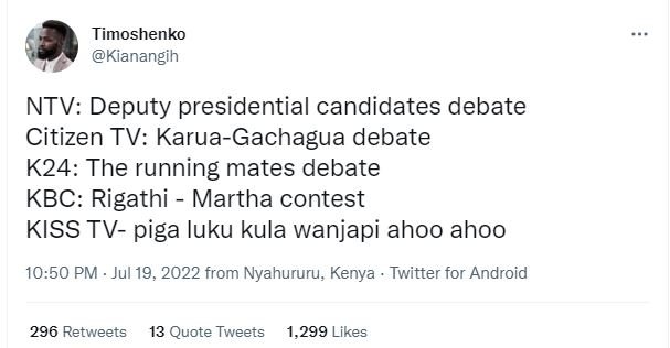 Timoshenko kianangih ntv deputy presidential candidates debate citizen tv karuag