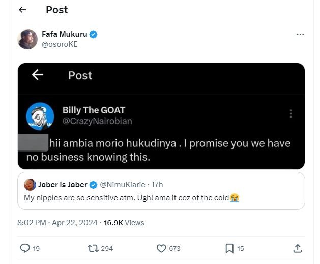 Post fafa mukuru osoroke post billy the goat crazynairobian hii ambia morio huku