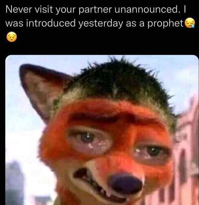 Never visit your partner unannounced. was introduced yesterday as a prophet