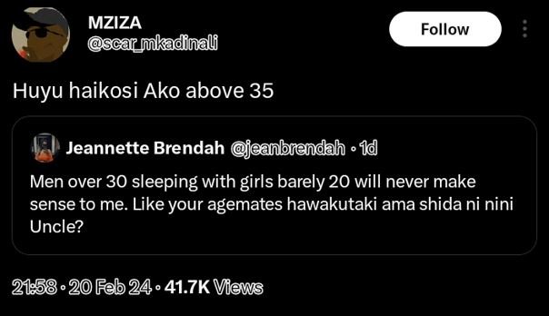 Mziza sca mkadinal follow huyu haikosi ako above 35 jeannette brendah jeabrendah