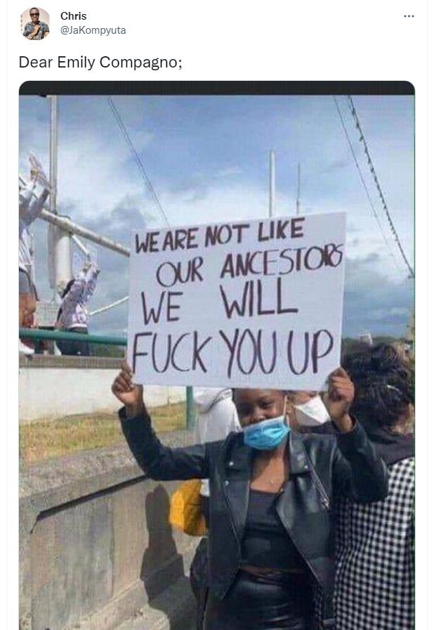 Chris jakompyuta dear emily compagno weare not like qur ancesiow we wll fuck you
