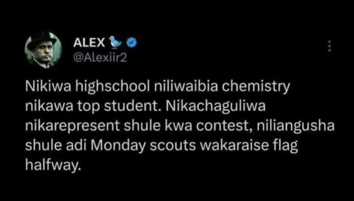 Alex alexiir2 nikiwa highschool niliwaibia chemistry nikawa top student. nikacha