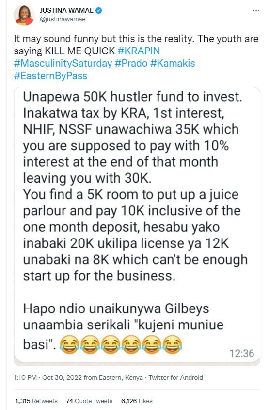 Justina wamae justinawamae it may sound funny but this is the reality. the youth