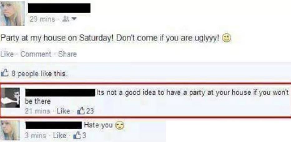 29 mins party at my house on saturday! dont come if you are uglyyyl like comment