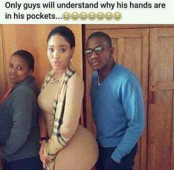Only guys will understand why his hands are in his pockets.