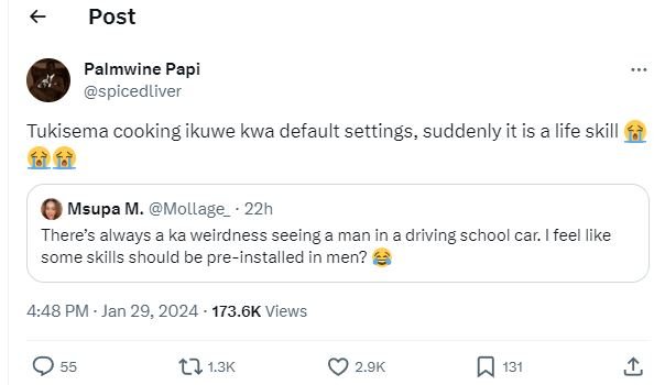 Post palmwine papi spicedliver tukisema cooking ikuwe kwa default settings, sudd