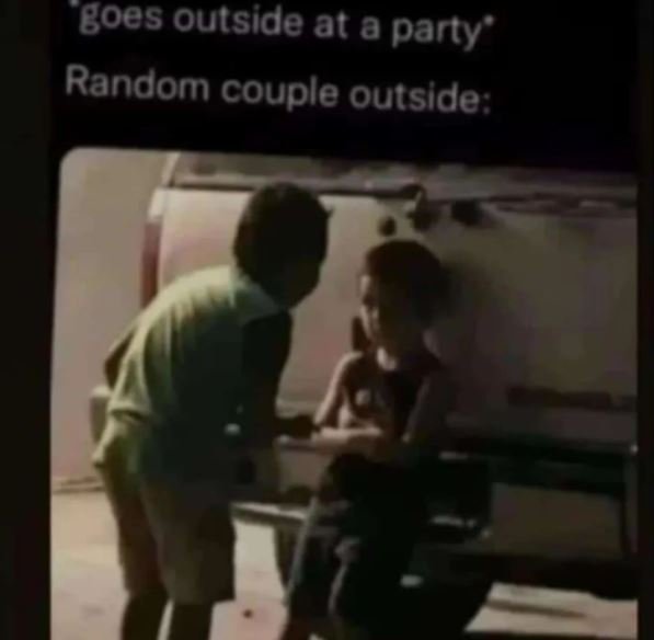 Goes outside at a party' random couple outside
