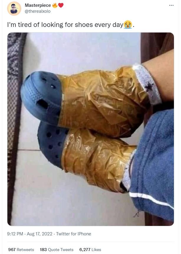 Masterpiece therealxolo 1'm tired of looking for shoes every day 912 pm aug 17,