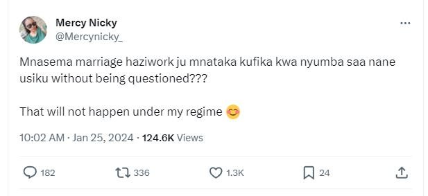 Mercy nicky mercynicky_ mnasema marriage haziwork ju mnataka kufika kwa nyumba s