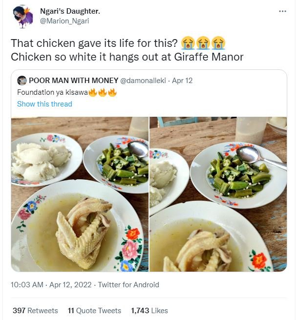 Ngari's daughter. marion_ngari that chicken gave its life for this? fèffè chicke