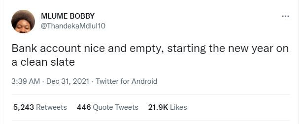 MLUME BOBBY ThandekaMdlul10 Bank account nice and empty starting the new year on