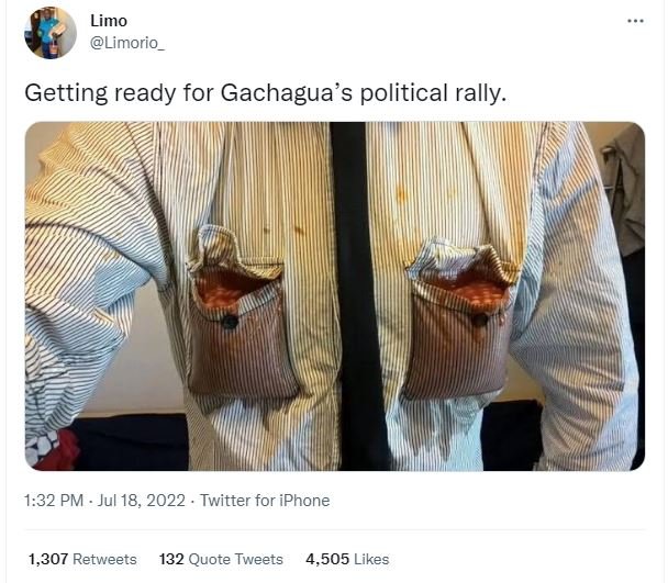 Limo limorio getting ready for gachagua's political rally 1.32 pm jul 18, twitte