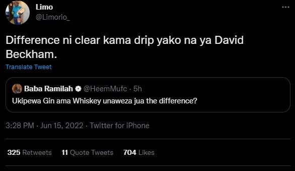 Limo limorio difference ni clear kama drip yako na ya david beckham translate tw