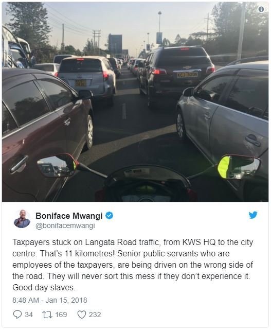 Boniface mwangi bonifacemwangi taxpayers stuck on langata road traffic from kws