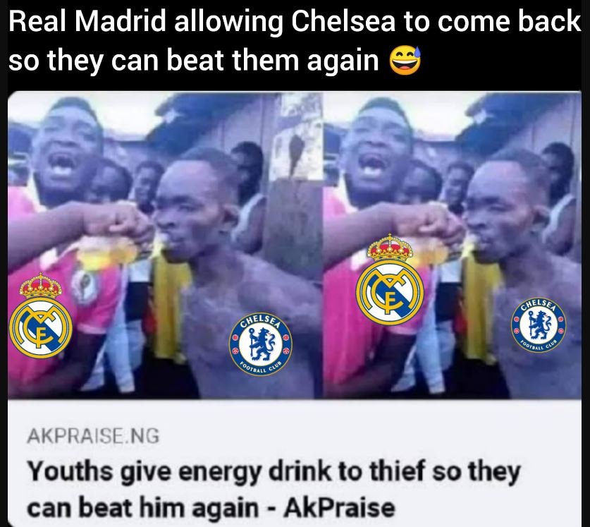 Real madrid allowing chelsea to come back so they can beat them again helse akpr