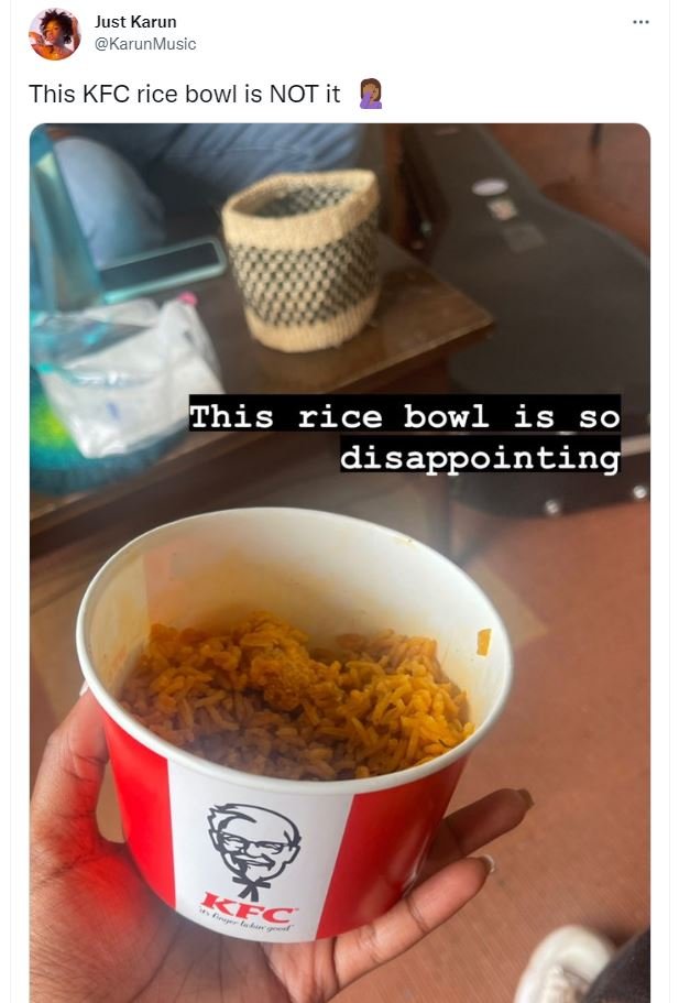 Just karun karunmusic this kfc rice bowl is not it this rice bowl is so disappoi
