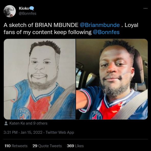 Kioko Bonnfes A sketch of BRIAN MBUNDE Brianmbunde Loyal fans of my content keep