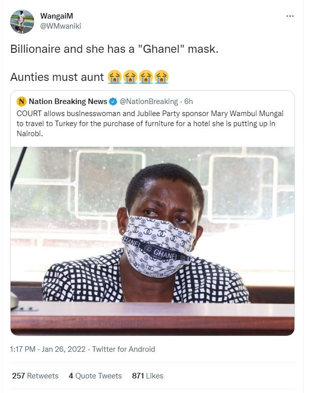 WangaiM WMwaniki Billionaire and she has a Ghanel' mask_ Aunties must aunt 5èfèf
