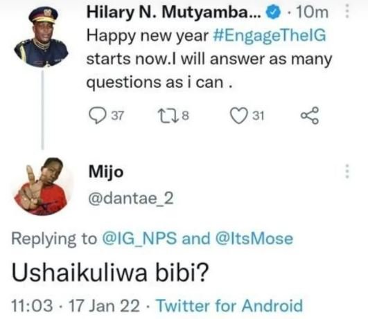 Hilary N. Mutyamba_ 1Om Happy new year EngageThelG starts now l will answer as m