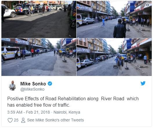 Mike sonko mikesonko positive effects of road rehabilitation along river road wh