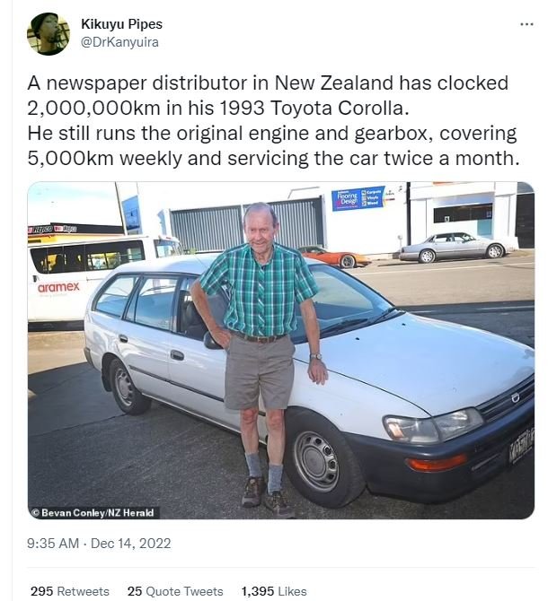 Kikuyu pipes drkanyuira a newspaper distributor in new zealand has clocked 2,000