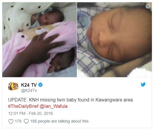 K24 tv k24tv update knh missing twin baby found in kawangware area thedailybrief