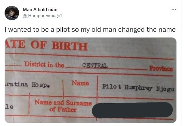 Man a bald man humphreymugol wanted to be a pilot so my old man changed the name