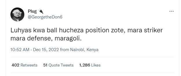Plug georgethedon6 luhyas kwa ball hucheza position zote mara striker mara defen