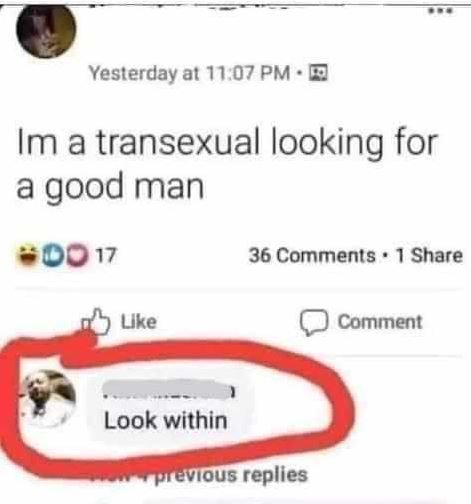 Yesterday at 11.07 pm im a transexual looking for a good man 17 36 comments 1 sh