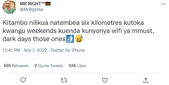 Mr righttm mrrightke kitambo nilikua natembea six kilometres kutoka kwangu weeke