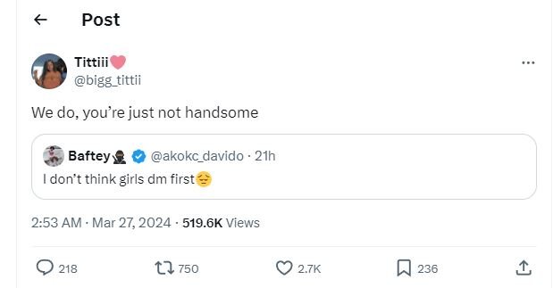 Post tittiii bigg_tittii we do, you're just not handsome baftey akokc_davido 21h