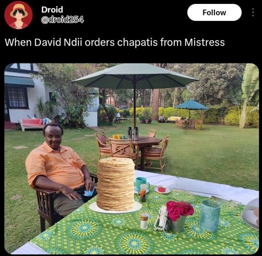 Droid droid254 follow when david ndii orders chapatis from mistress
