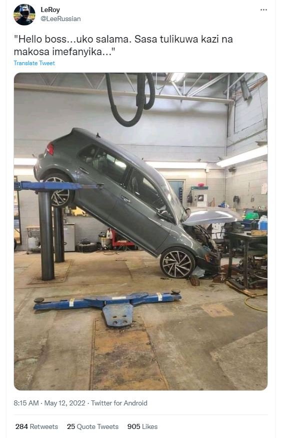 Leroy leerussian hello boss.. uko salama. sasa tulikuwa kazi na makosa imefanyik