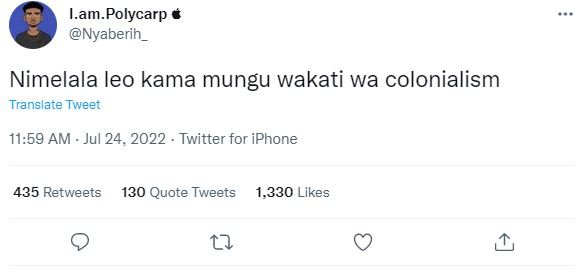 Lam.polycarp nyaberih _ nimelala leo kama mungu wakati wa colonialism translate