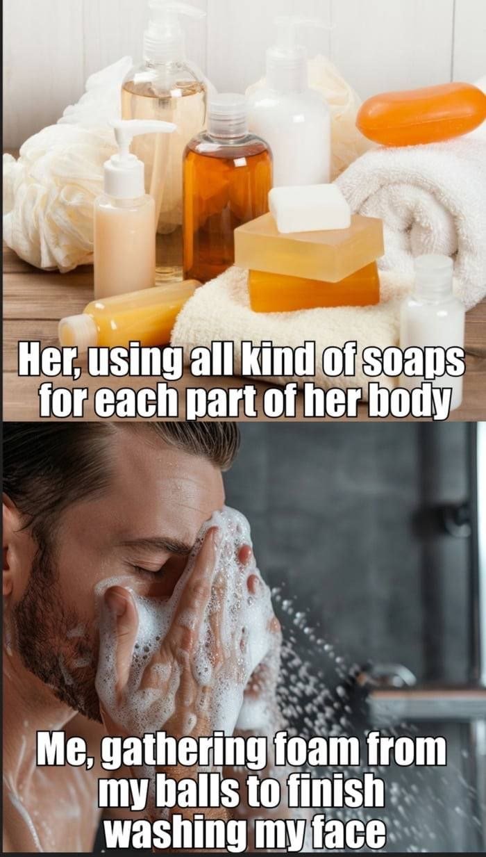 Herusingalkindogoaps for each part of her body me gathering foam from myballs to