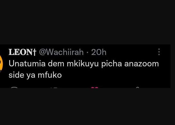 Leont wachiirah 2oh unatumia dem mkikuyu picha anazoom side ya mfuko