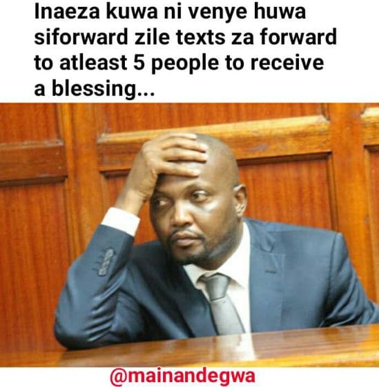 Inaeza kuwa ni venye huwa siforward zile texts za forward to atleast 5 people to