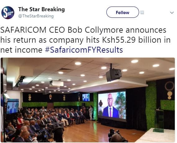 The star breaking thestarbreaking follow safaricom ceo bob collymore announces h