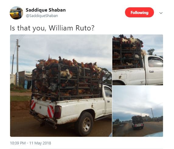 Saddique shaban saddiqueshaban following is that you william ruto? 10.39 pm 11 m