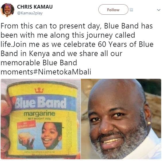 Chris kamau kamauzplay follow from this can to present day blue band has been wi