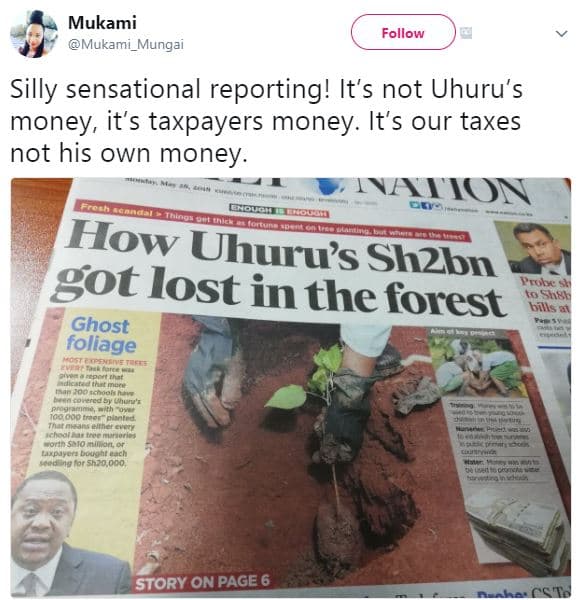 Mukami mukami_mungai follow silly sensational reporting! it's not uhuru's money