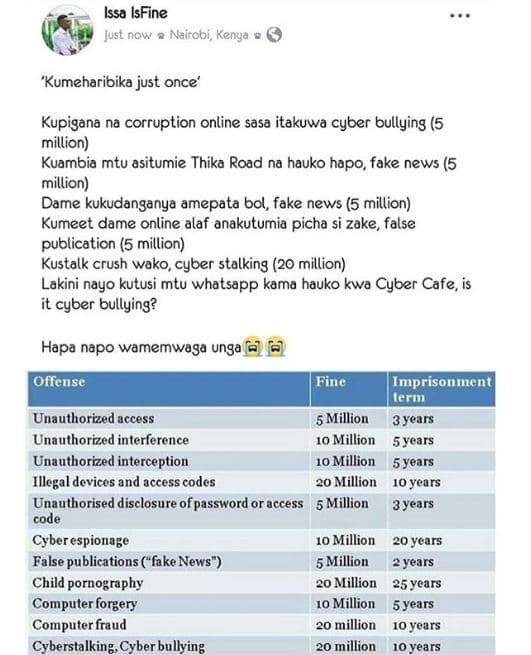 Issa isfine just now nairobi kenya 'kumeharibika just once kupigana na corruptio