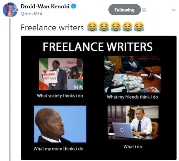 Droidwan kenobi droid254 following freelance writers freelance writers what soci