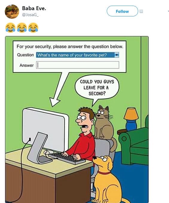 Baba eve. josag _ follow for your security please answer the question below. que